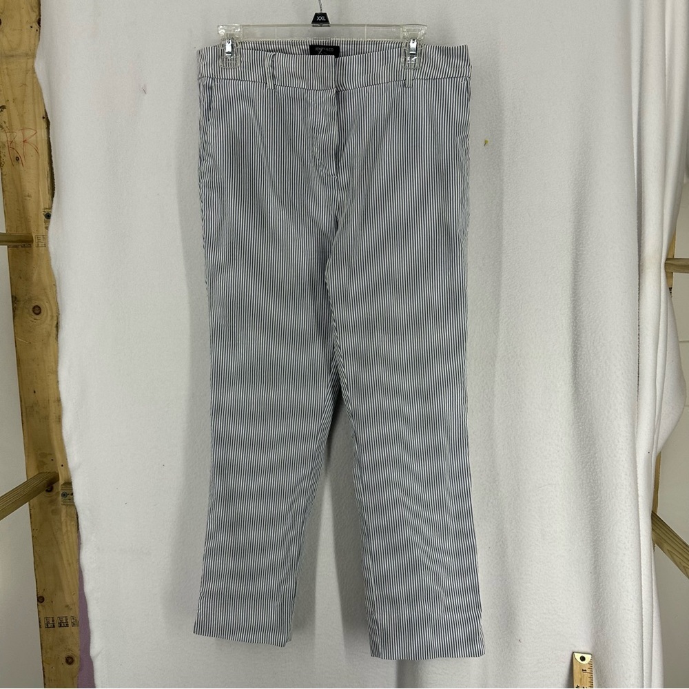 Jones New York Striped Straight Leg Pants Womens 10 Blue
